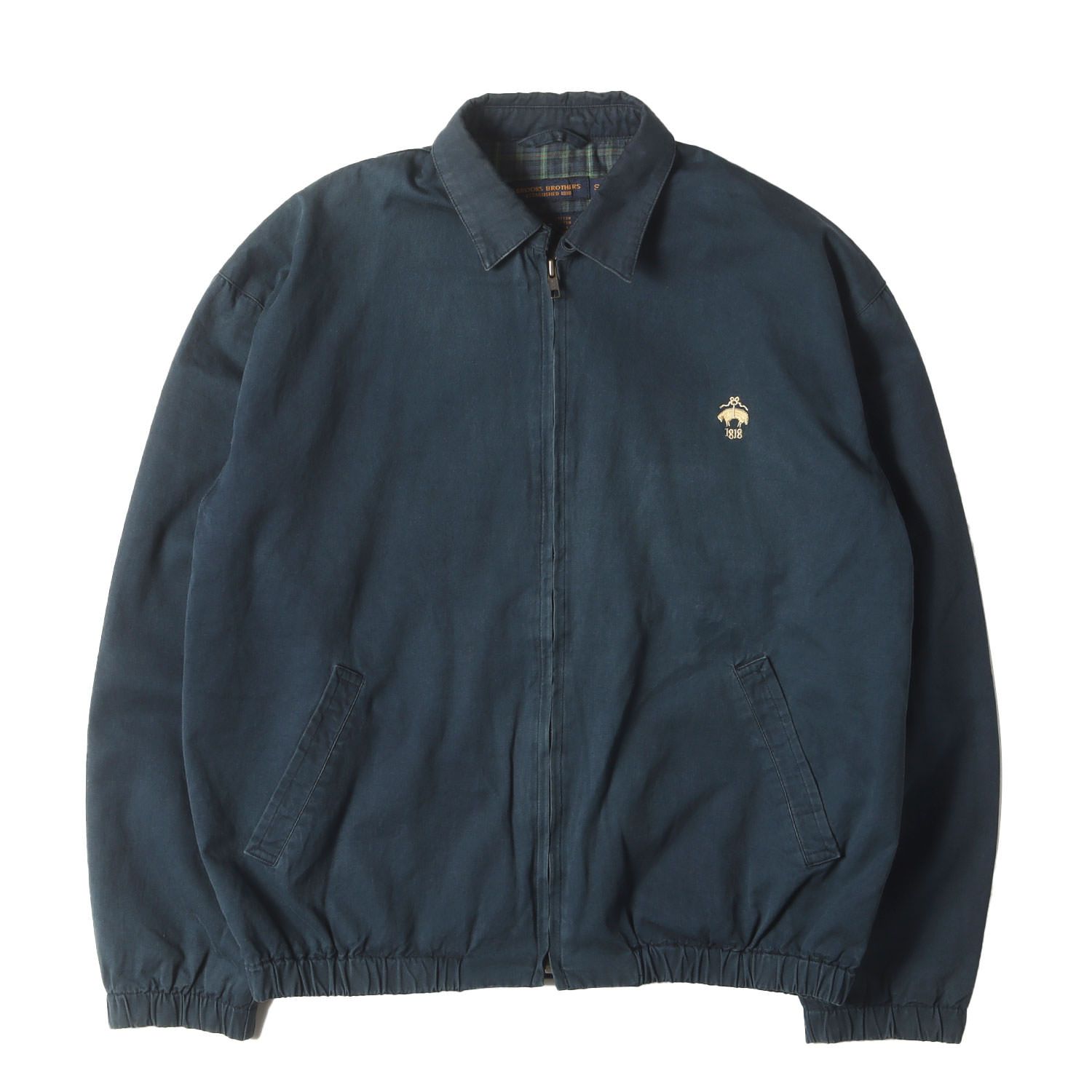 BROOKS BROTHERS ブルックスブラザーズ ジャケット ネイビー 紺 サイズ:S | 90s チンストラップ付き 裏地チェック スイングトップ ジャケット | 90年代 古着 アウター ブルゾン 上着【メンズ】【中