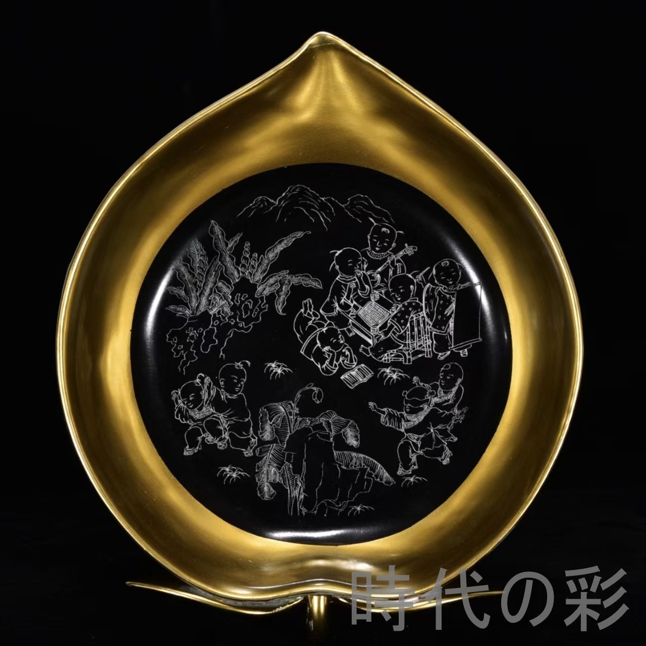 中国古美術 宋代 汝窯 漆器 鍍金 龍紋 葵口洗 古陶磁 旧家蔵出 時代物