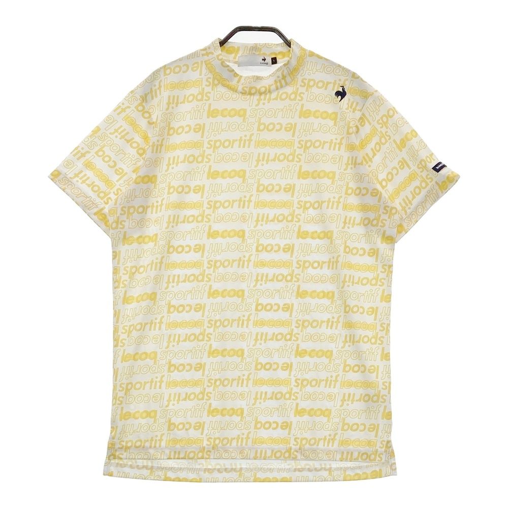 サイズ：L LE COQ GOLF ルコックゴルフ 2023年モデル ハイネック 半袖Tシャツ 総柄 イエロー系 [240101527844] ゴルフウェア メンズ ストスト