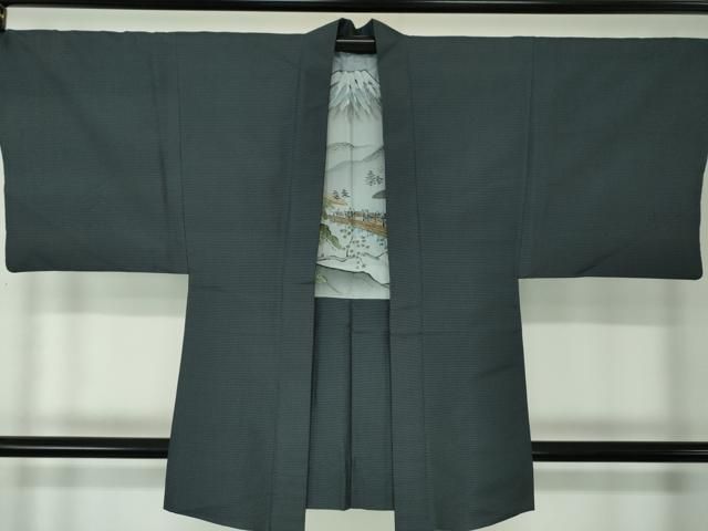 平和屋着物○男性 紬 アンサンブル 80亀甲 キングサイズ 正絹 逸品