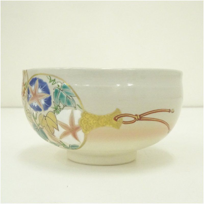 京焼 壱休窯造 仁清掛分団扇茶碗（共箱） 茶道 ショップ 抹茶 おしゃれ