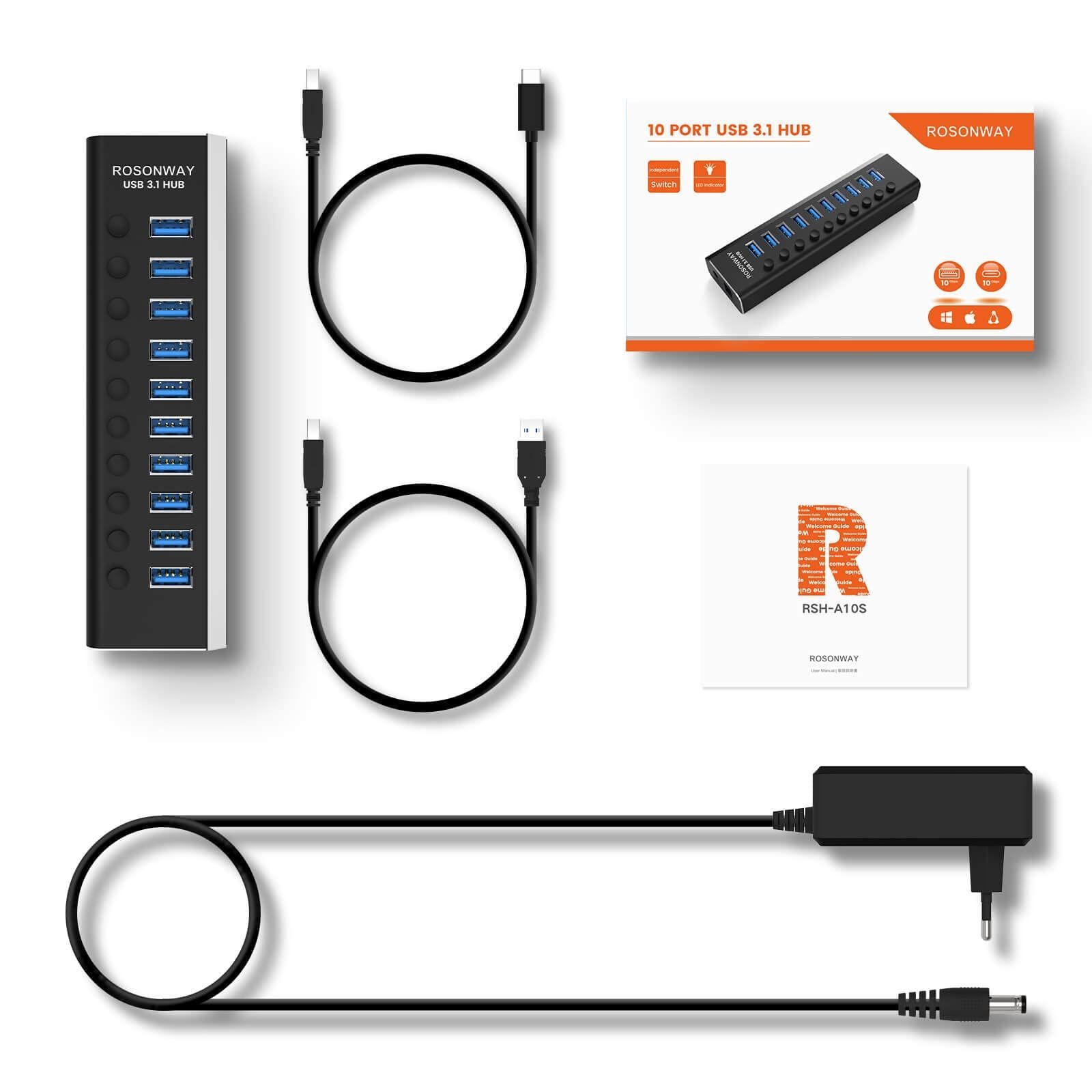 色: black】ROSONWAY USB ハブ 3.1 Gen2 10Gbp - オシャレ✾shop