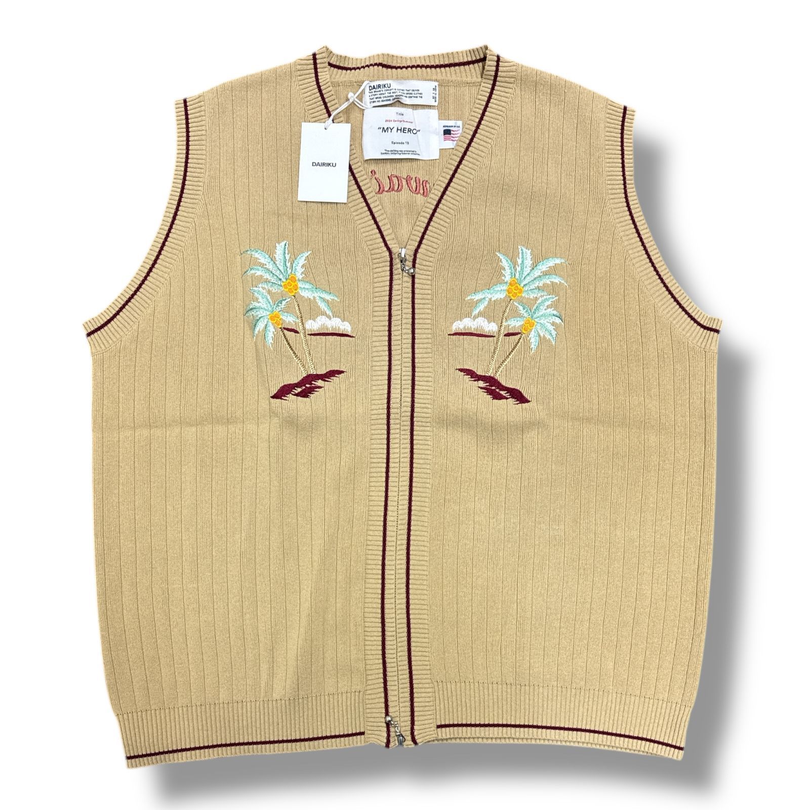 参考上代68200円 未使用品 DAIRIKU 24SS Hawaii Zip Up Knit Vest 