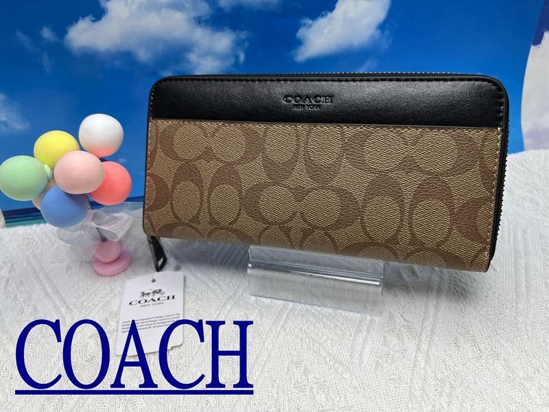 コーチ 長財布 COACH  財布 シグネチャー アコーディオン ジップ アラウンド レザー アウトレット メンズ 財布 プレゼント クリスマス ギフト  贈り物  財布 メンズ 新品未使用 ファッションＣ293 F58112 14