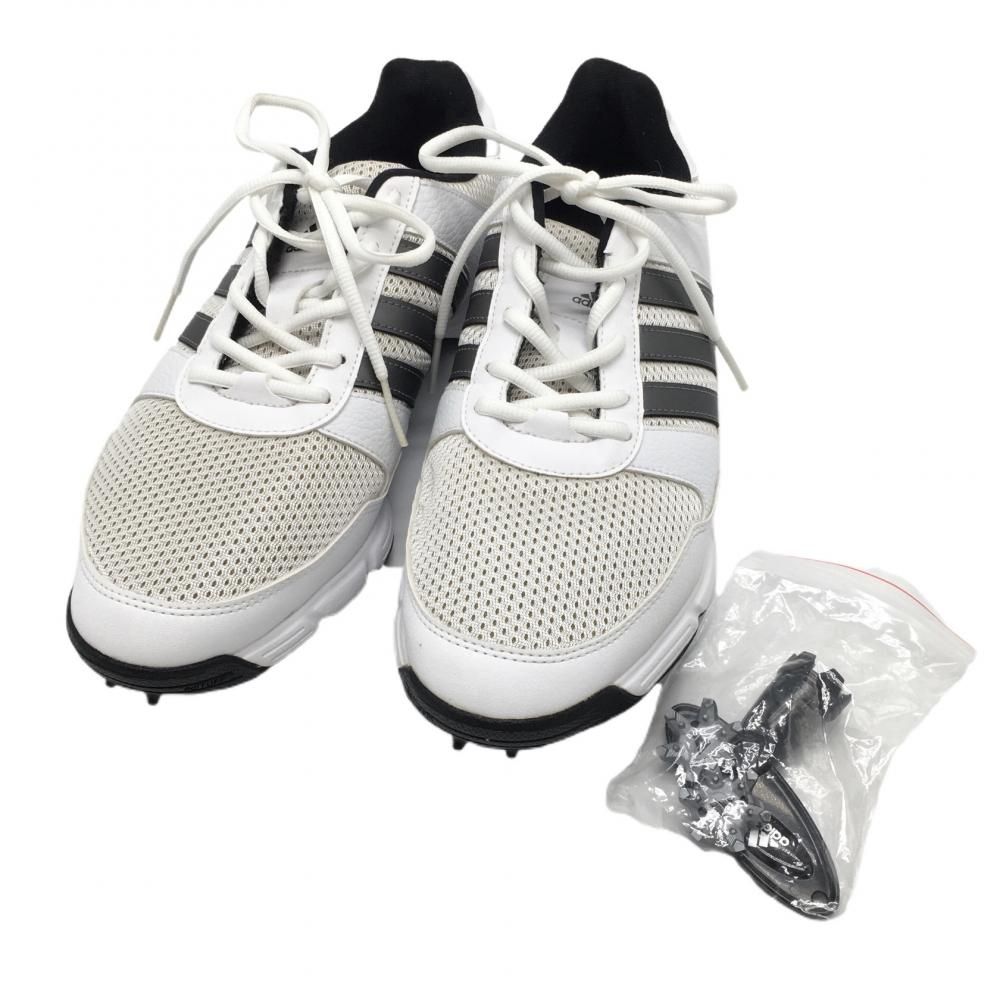 SALE20％OFF【美品】アディダス ゴルフシューズ 白×黒 EMG004002 テックレスポンス 3ライン  メンズ 27.0 ゴルフウェア adidas