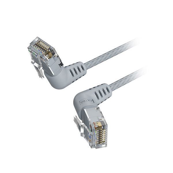 【10本セット】 VENTION Cat.6a LANケーブル UTP 直角コネクタ 360スイングタイプ グレー 0.5m グレー IB-0262X10