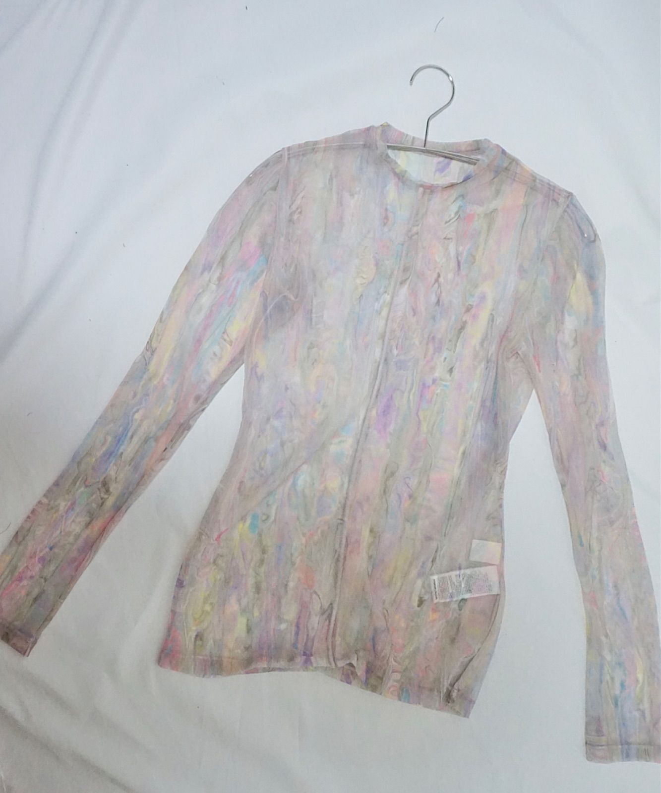 30％OFF】 新品、未使用 Marble Print Sheer Jersey Crew Neck Top T