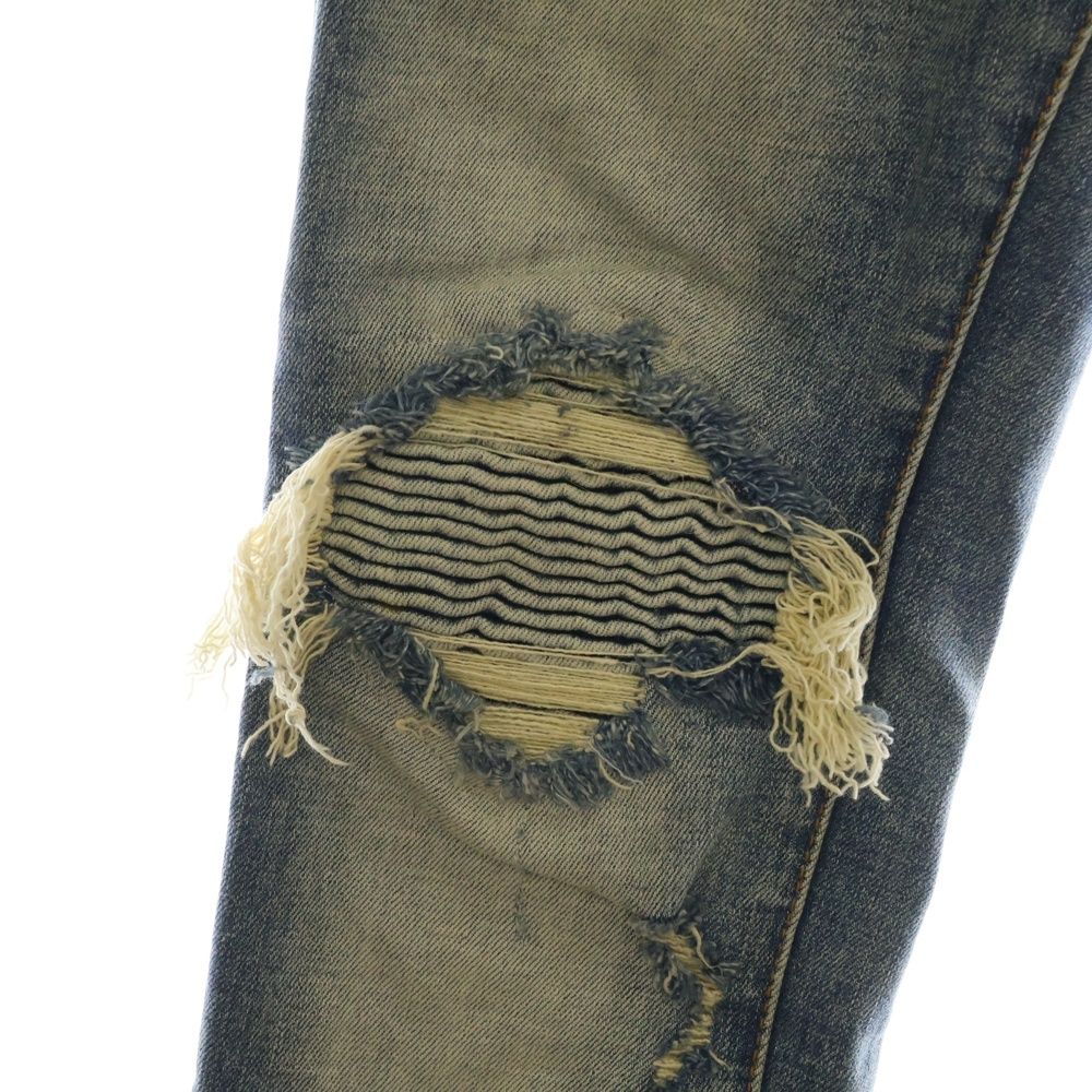 mnml ミニマル クラッシュリペア加工 デニムパンツ 34 インディゴ mnml M34 ミニマル デニム ジーンズ スリムフィット クラッシュ
