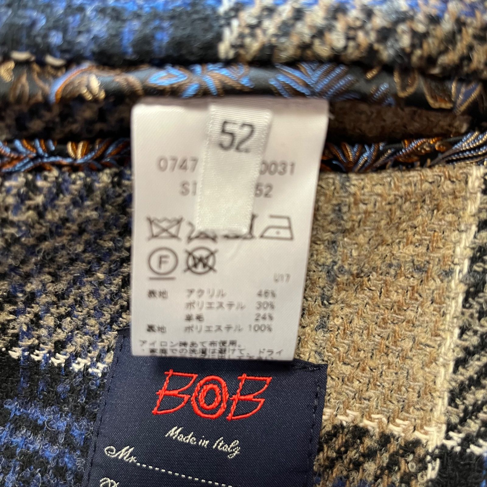 未使用 タグ付き BOB ボブ イタリア製 2Bシングル テーラード 