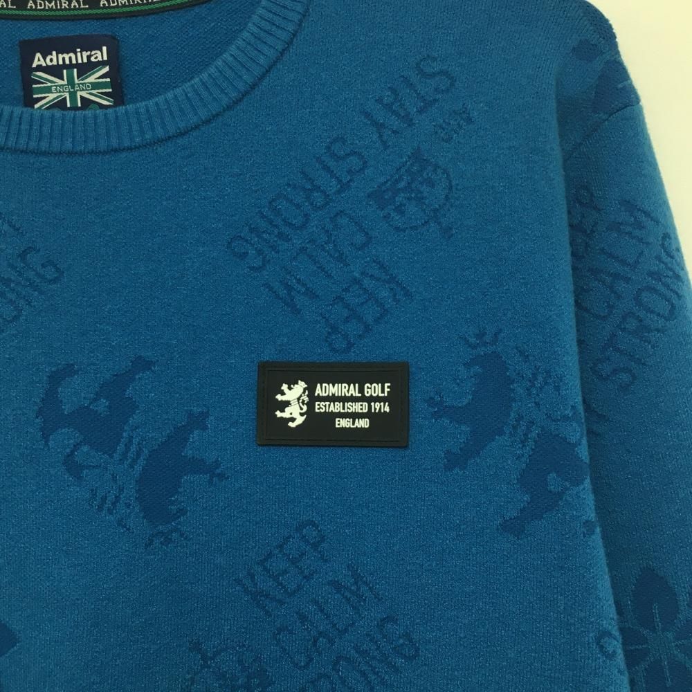 【新品未使用】Admiral ゴルフセーター 青 美品】アドミラル セーター ブルー 総柄編み ストレッチ メンズ L