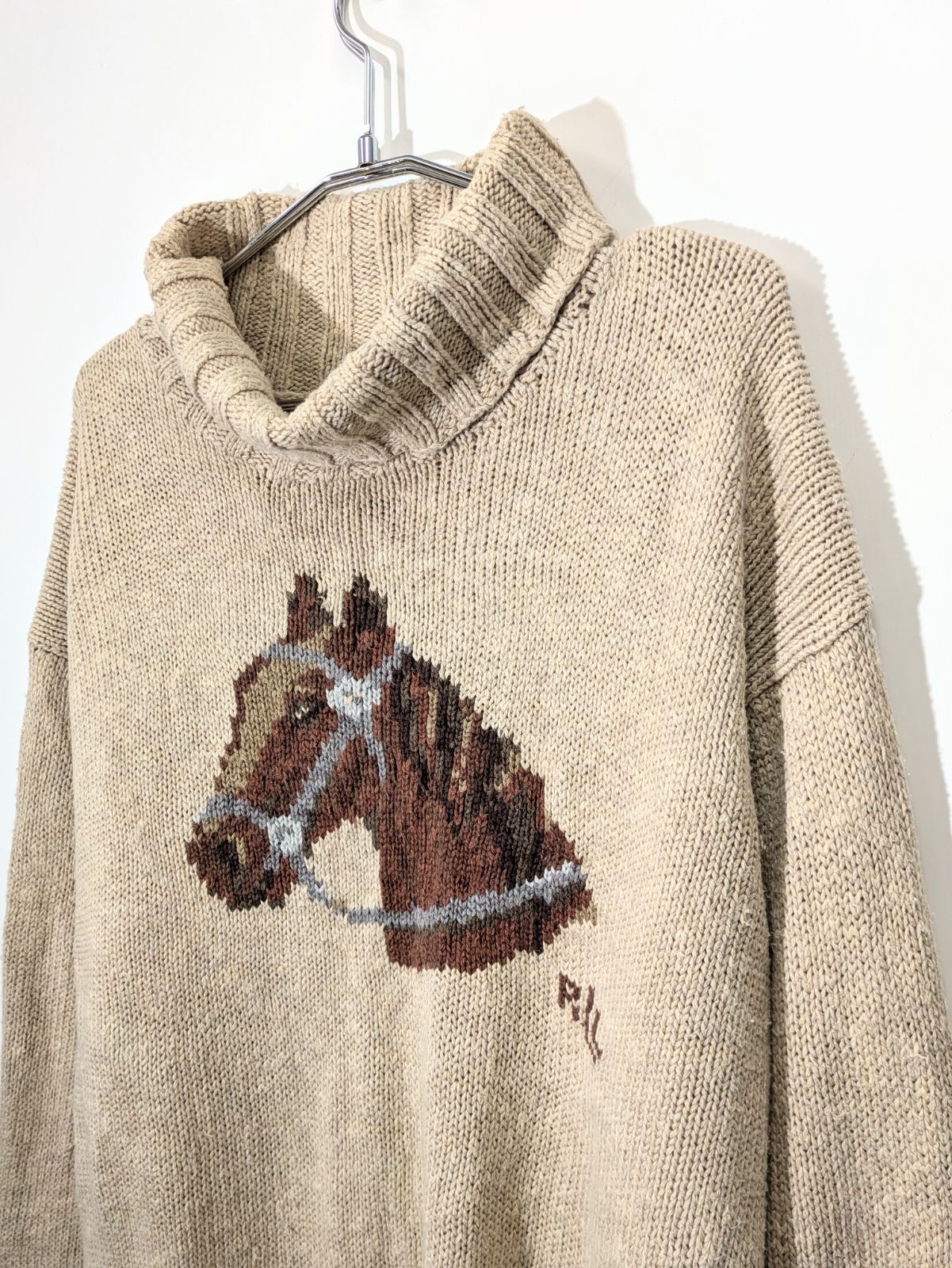 RALPH LAUREN】ラルフローレン ハンドニットコットンリネン 馬柄