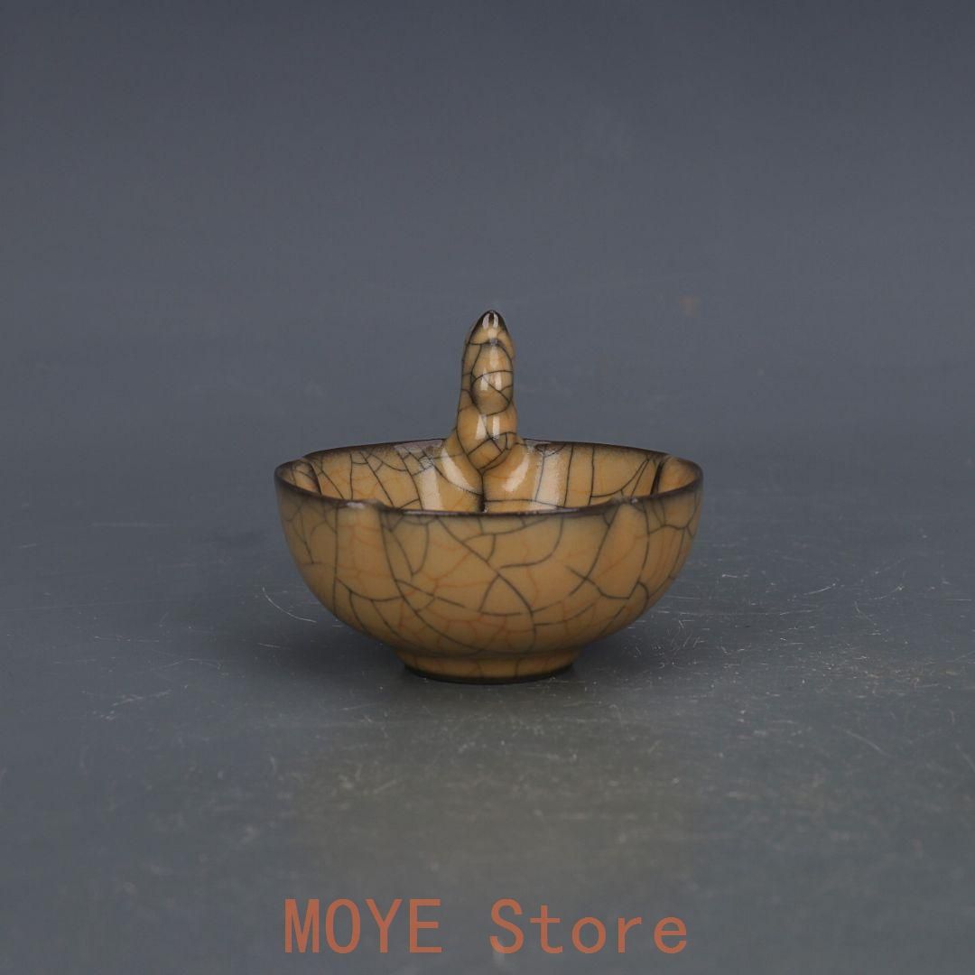 宋哥窯金糸鉄線開片両耳賞瓶 景徳鎮  装飾品 現代工芸品美術品 置物 宋哥窯鉄胎黄釉金糸鉄線龍柄茶碗 景徳鎮 陶磁器 装飾品 現代工芸