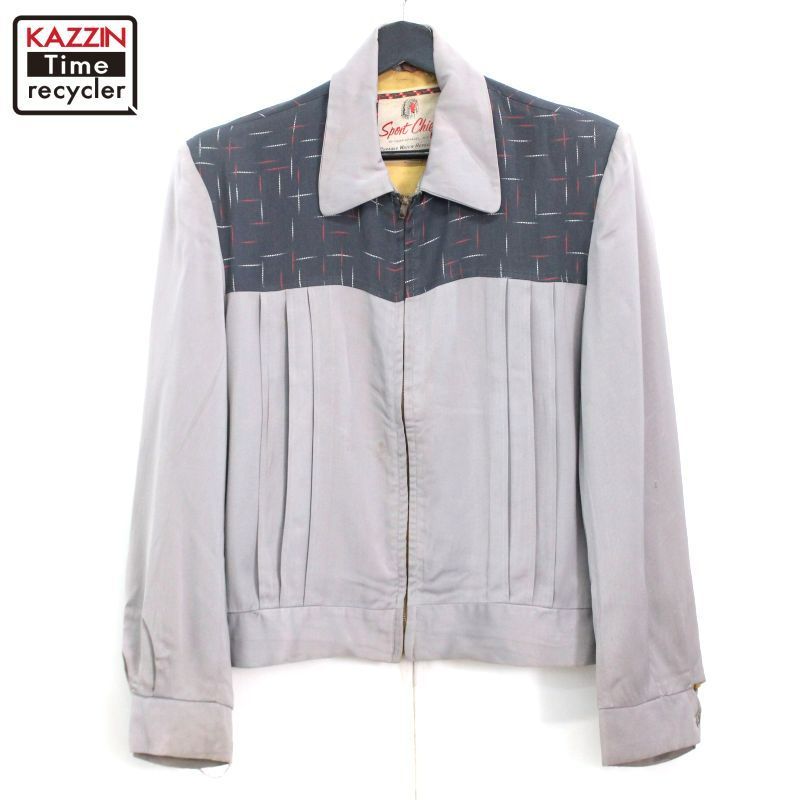 50s vintage SPORT CHIEF カスリ柄 レーヨン ギャバジン ジャケット メンズ Lサイズ相当