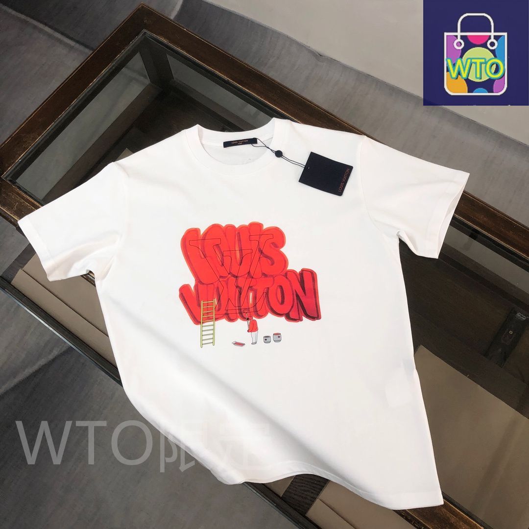 Louis Vuitton ホワイト クルーネック Tシャツ XL 本日限定特価】Louis Vuitton クルーネックTシャツ - 高品質