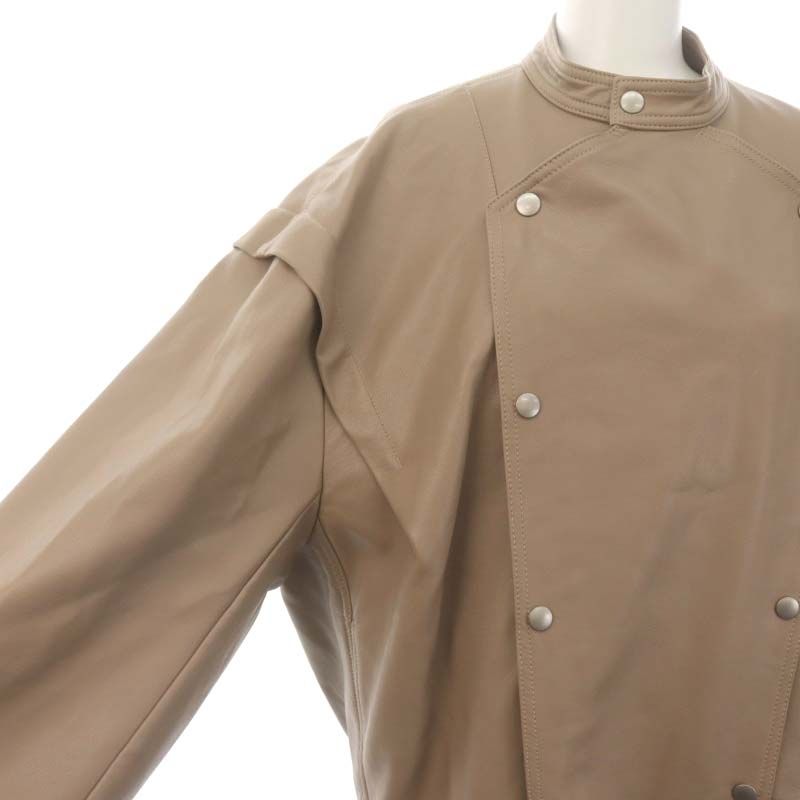 AMERI RETRO FAKE LEATHER JACKET グレージュ