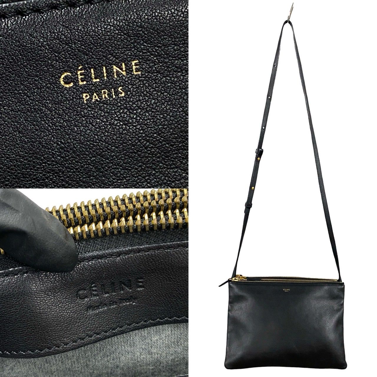 ランキングや新製品 美品 極 希少品 ラージ トリオ セリーヌ CELINE 保存袋付き バッグ