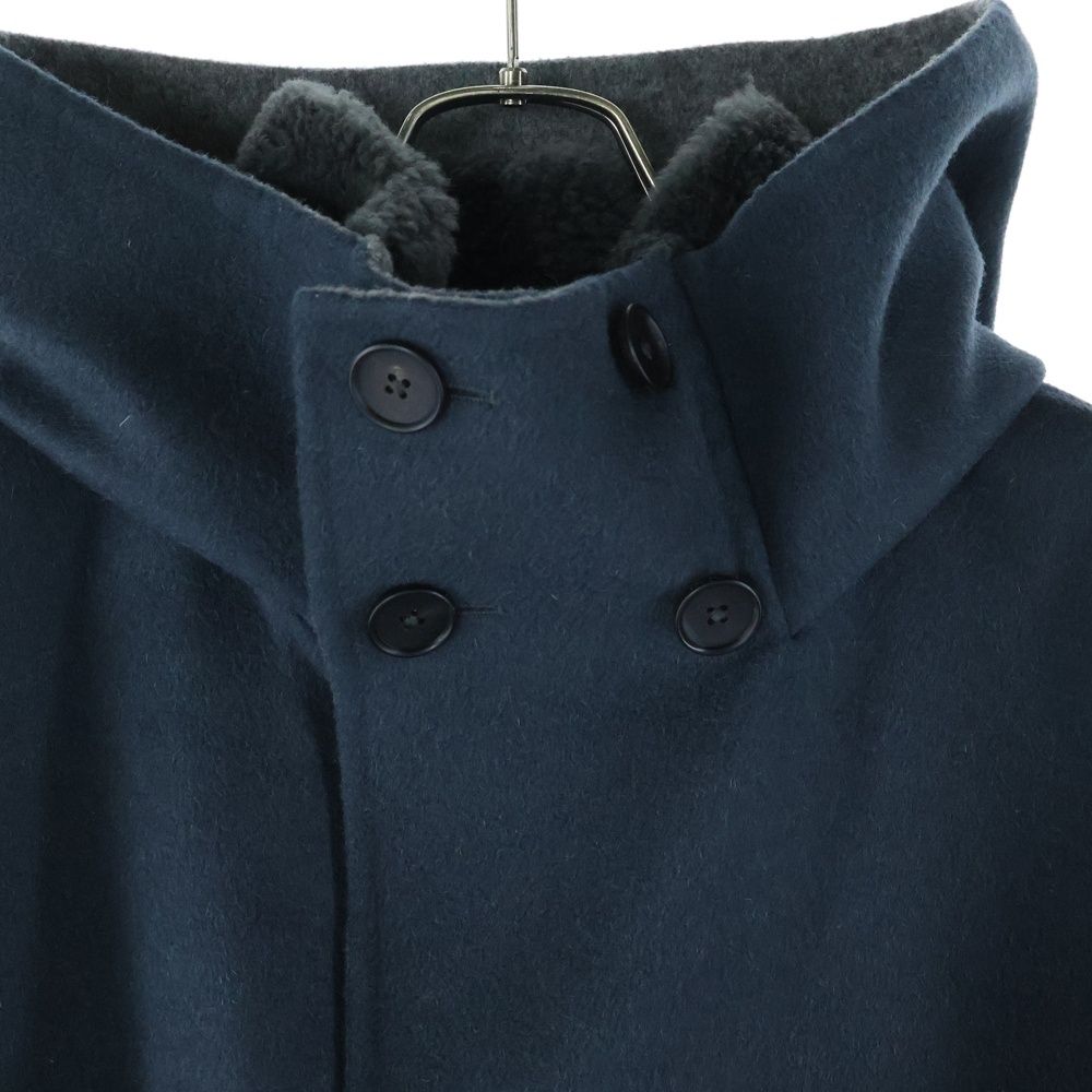 BALENCIAGA (バレンシアガ) ウール フーデッド ロングコート ネイビー 