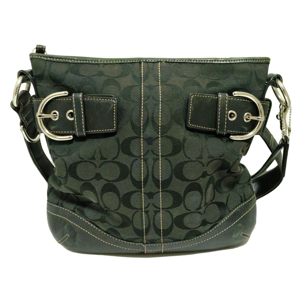 COACH コーチ ショルダーバッグ シグネチャーソフトダッフル F03574 黒 レザー