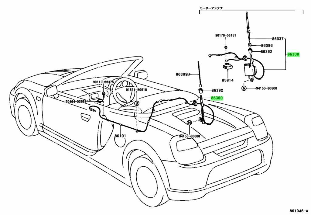 ○未使用 TOYOTA トヨタ ZZW30 MR-S MRS 純正 ラジオアンテナ オート  
