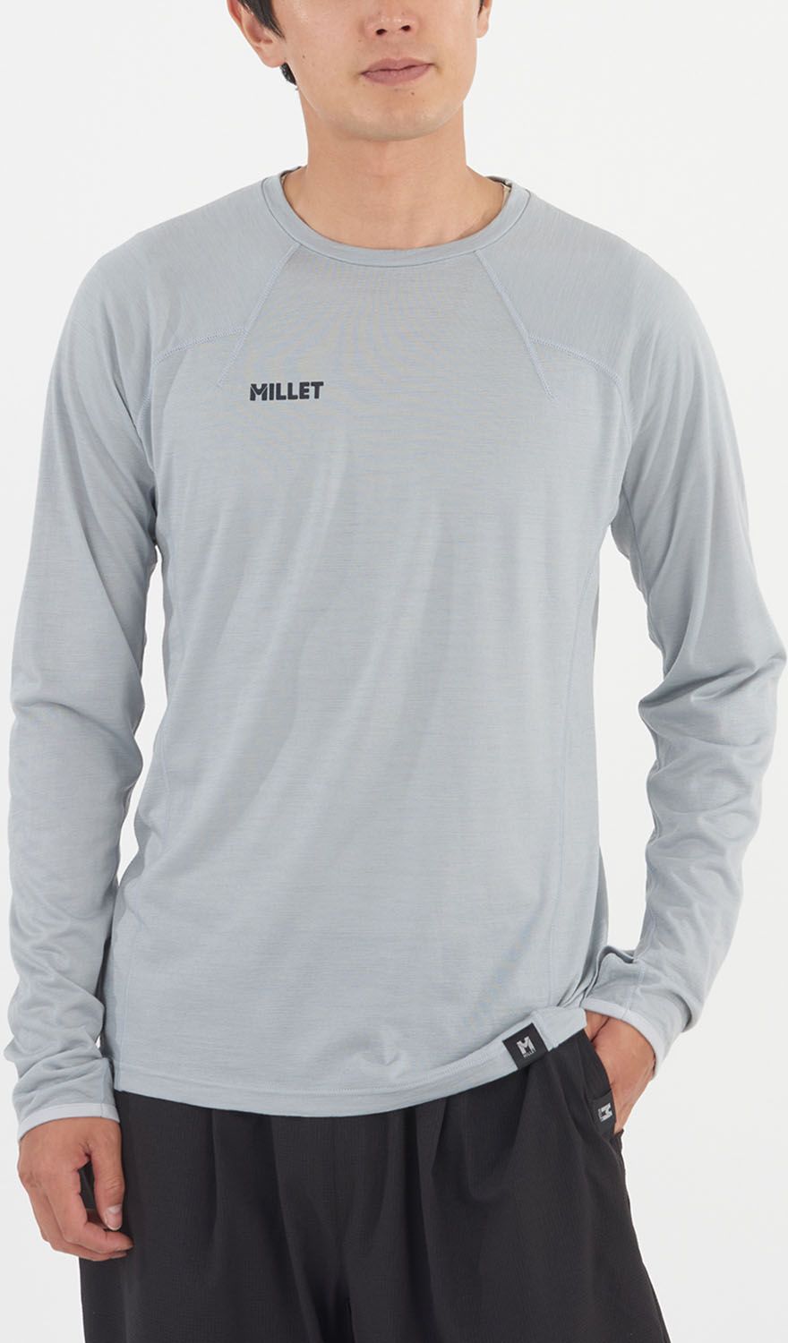 ミレー MILLET アウトドア UBIC WOOL CREW LS M ベースレイヤー ロングスリーブ 長袖 トレッキング アルパインクライミング 速乾性 耐久性 メリノウール 保温 調湿 消臭 N 7372 SILVER