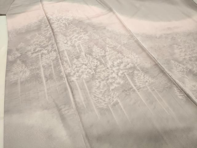 コート地 岩浅公展 手描 正絹 反物 コート地 岩浅公展 手描 横段ぼかし サーモンピンク色 正絹 反物