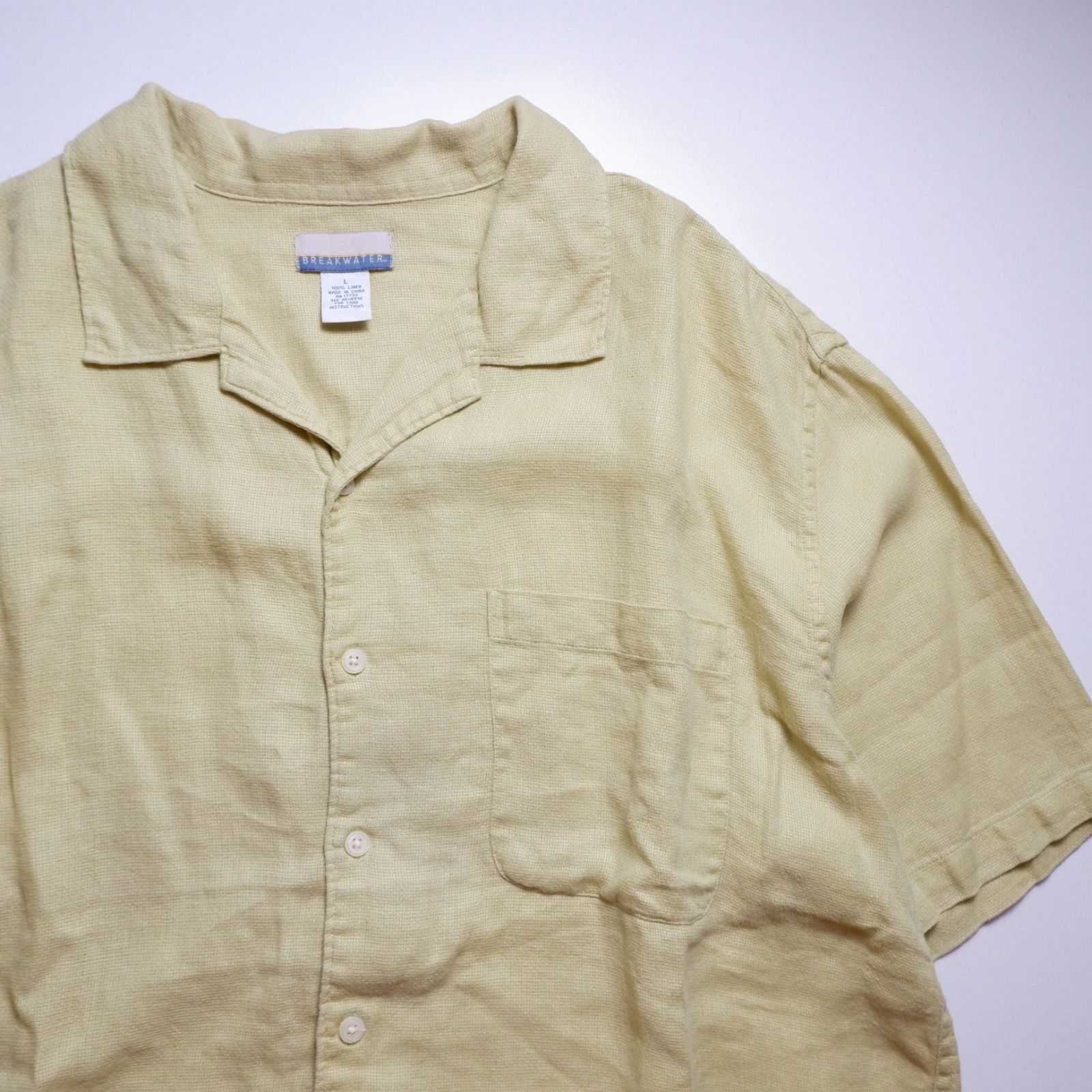 wafu. 】 wafu 半袖 リネン オープンカラーシャツ ／ 黒色 t021r-bck1