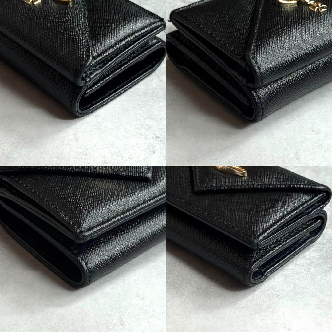 【極美品】ヴィヴィアンウエストウッド 三つ折り サフィアーノレザー 黒 レター型 Vivienne Westwood - ヴィヴィアンウエストウッド Vivienne