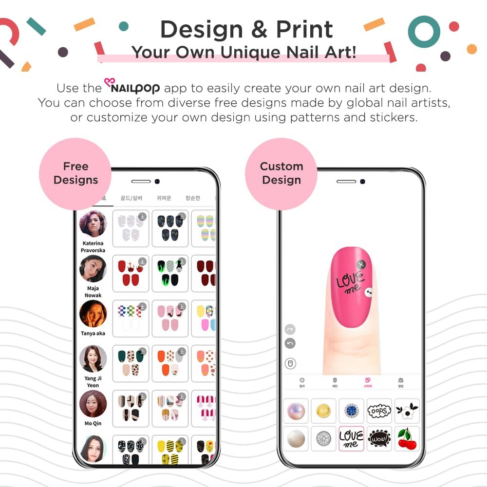 ♥Nailpop カートリッジ 一式セット プリンター本体 19枚分 韓国語版 オーダーネイルチップ クリアフレンチ ドット フレンチガーリー