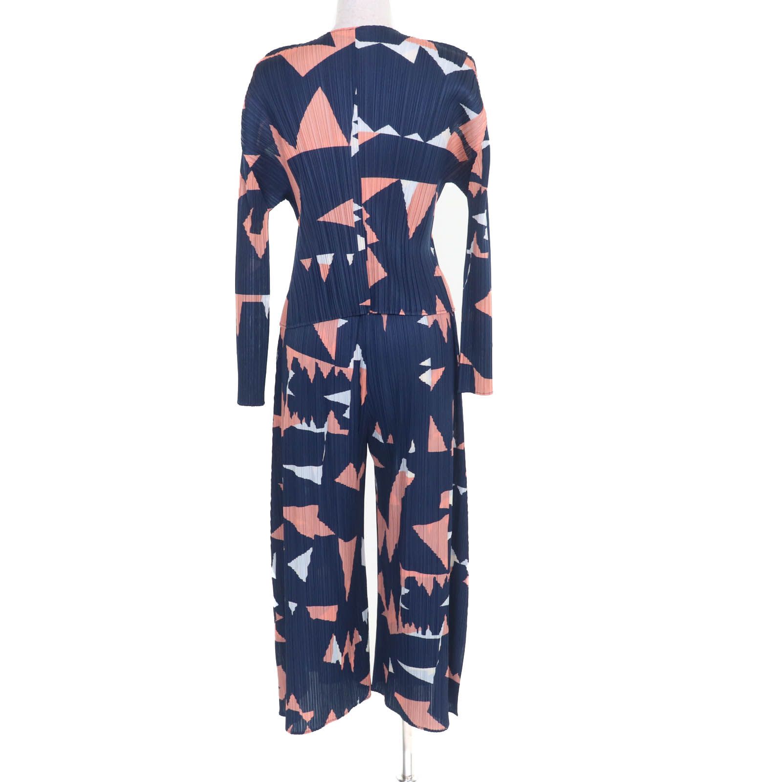 生産終了 PLEATS PLEASE プリーツプリーズ イッセイミヤケ 22SS PP41-JO723 PP41-JF724 総柄 セットアップ ネイビー マルチ 3 日本製 正規品 レディース