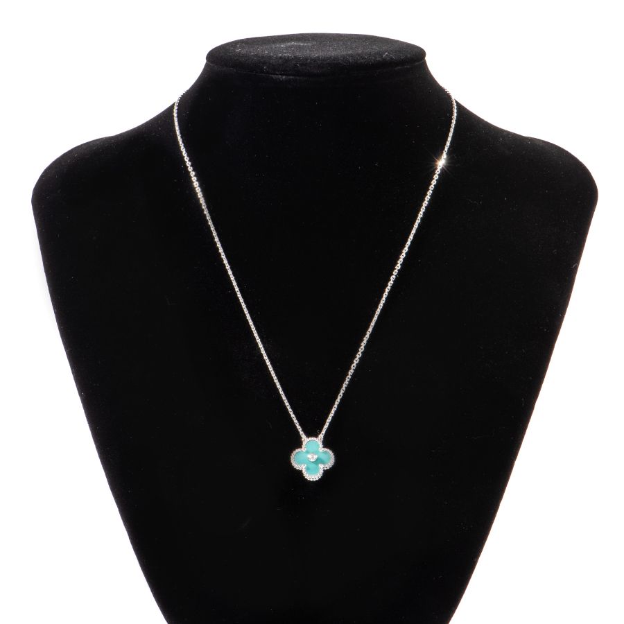 Van Cleef & Arpels ヴィンテージ アルハンブラ ペンダント 青 ヴィンテージ アルハンブラ ペンダント 18K ホワイトゴールド