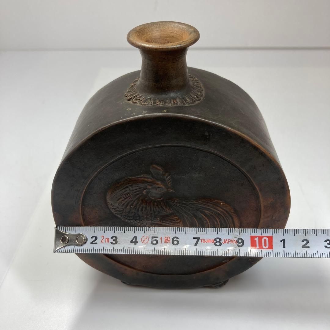 古備前　扁壺　木箱付　高さ14㎝　東Y5-0626②トヒサ 古備前 扁壺 木箱付 高さ14㎝ 東Y5-0626②トヒサ - メルカリ