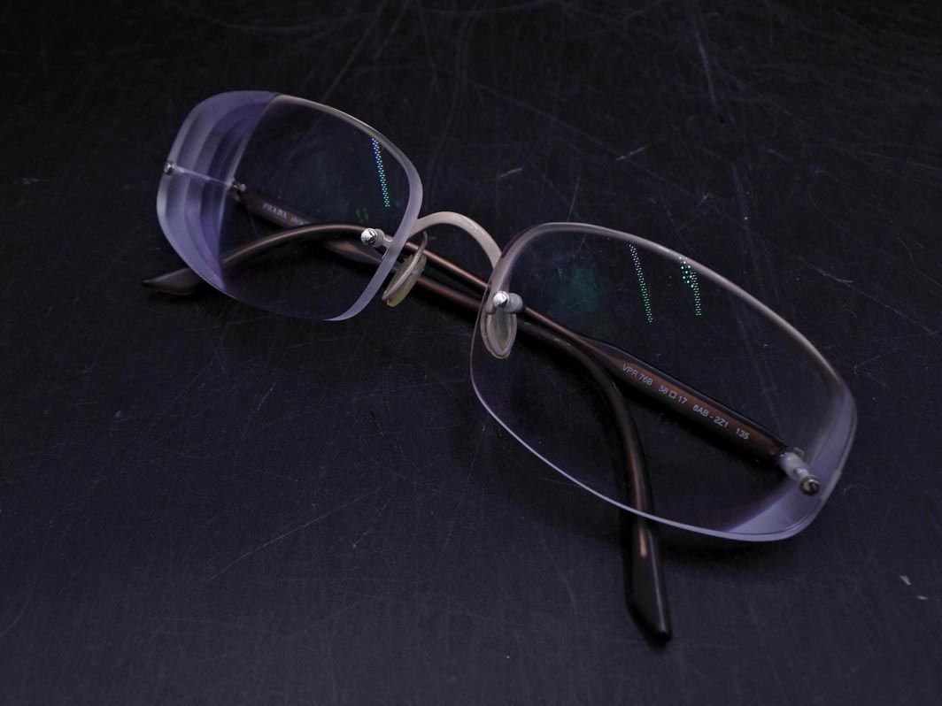 PRADA プラダ VPR 76B ハーフフレーム 眼鏡 メガネ グレー ◎レディース