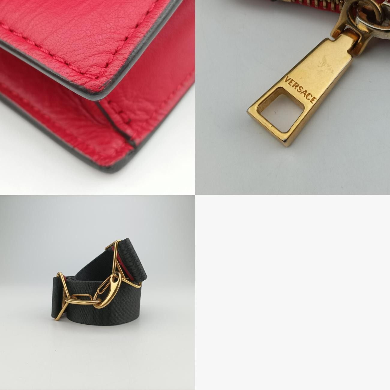 激レア 美品 VERSACE ヴェルサーチ ベルト メデューサ レザー レッド ヴェルサーチ VERSACE 二つ折り財布 メデューサ レザー レッド