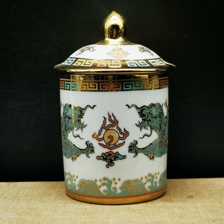 双龍戯珠茶杯蓋碗 中国美術 煎茶道具 茶器 陶磁器 現代工芸品