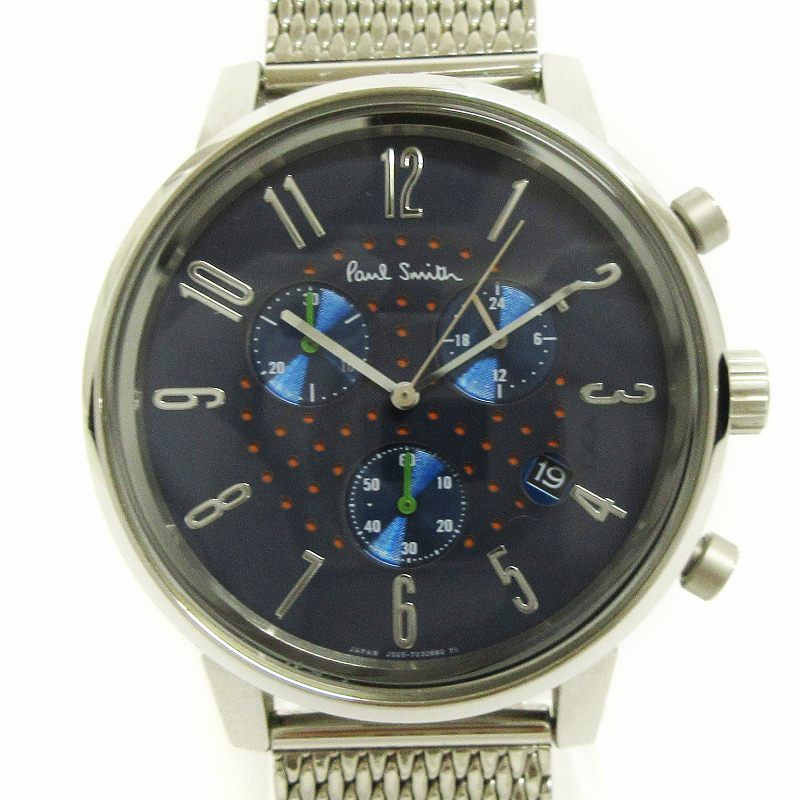 ポールスミス PAUL SMITH 腕時計 クロノグラフ J505-T021301 アナログ クオーツ ラウンド ネイビー文字盤 シルバーカラー  ウォッチ ■SM1