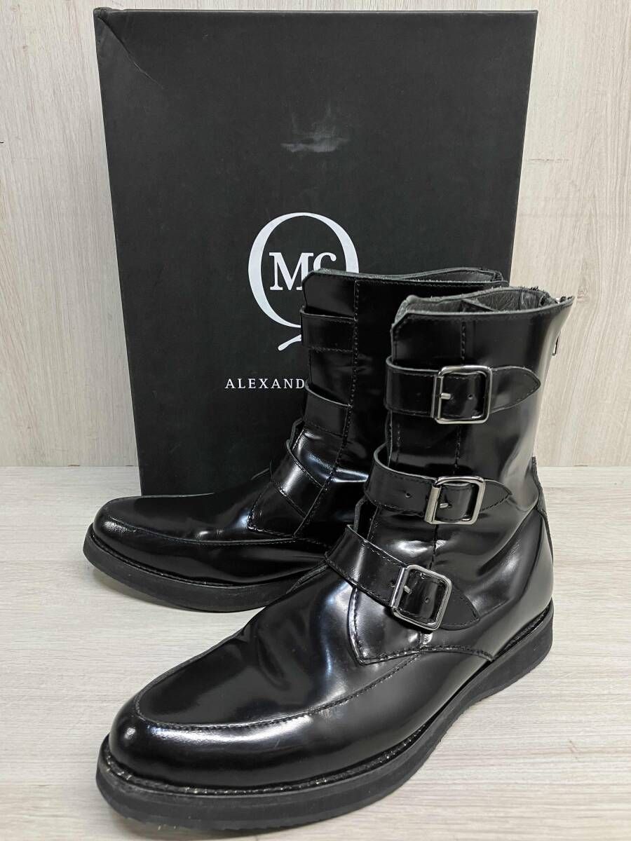 新品 アレキサンダー・マックイーン サイドゴア レザーブーツ 24cm