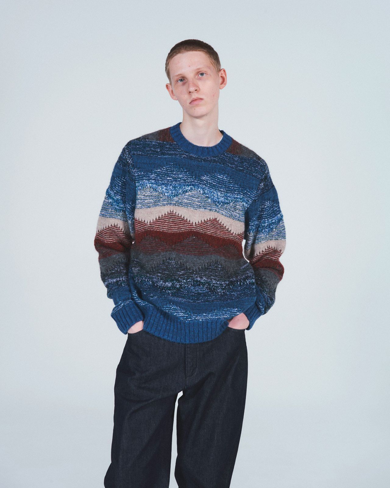 SOPHNET. / ABSTRACT CREWNECK KNIT/ニット・セーター(厚手)/L/ウール/BLU/SOPH-232055// SOPHNET. ABSTRACT CREWNECK KNIT ニット SOPH-232055 - メルカリ