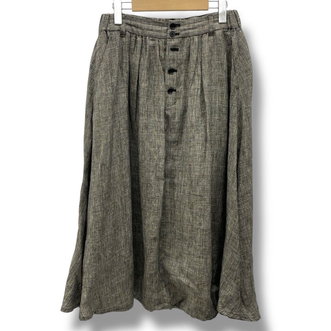 pas de calais パドカレ リネンナイロングレイチェックパンツ
