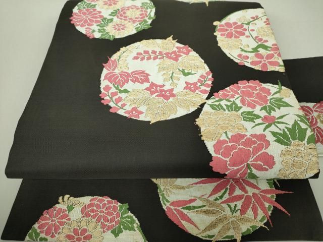 平和屋着物○八寸名古屋帯 もじり織 吉祥文 金糸 正絹 逸品 CAAT0882hy