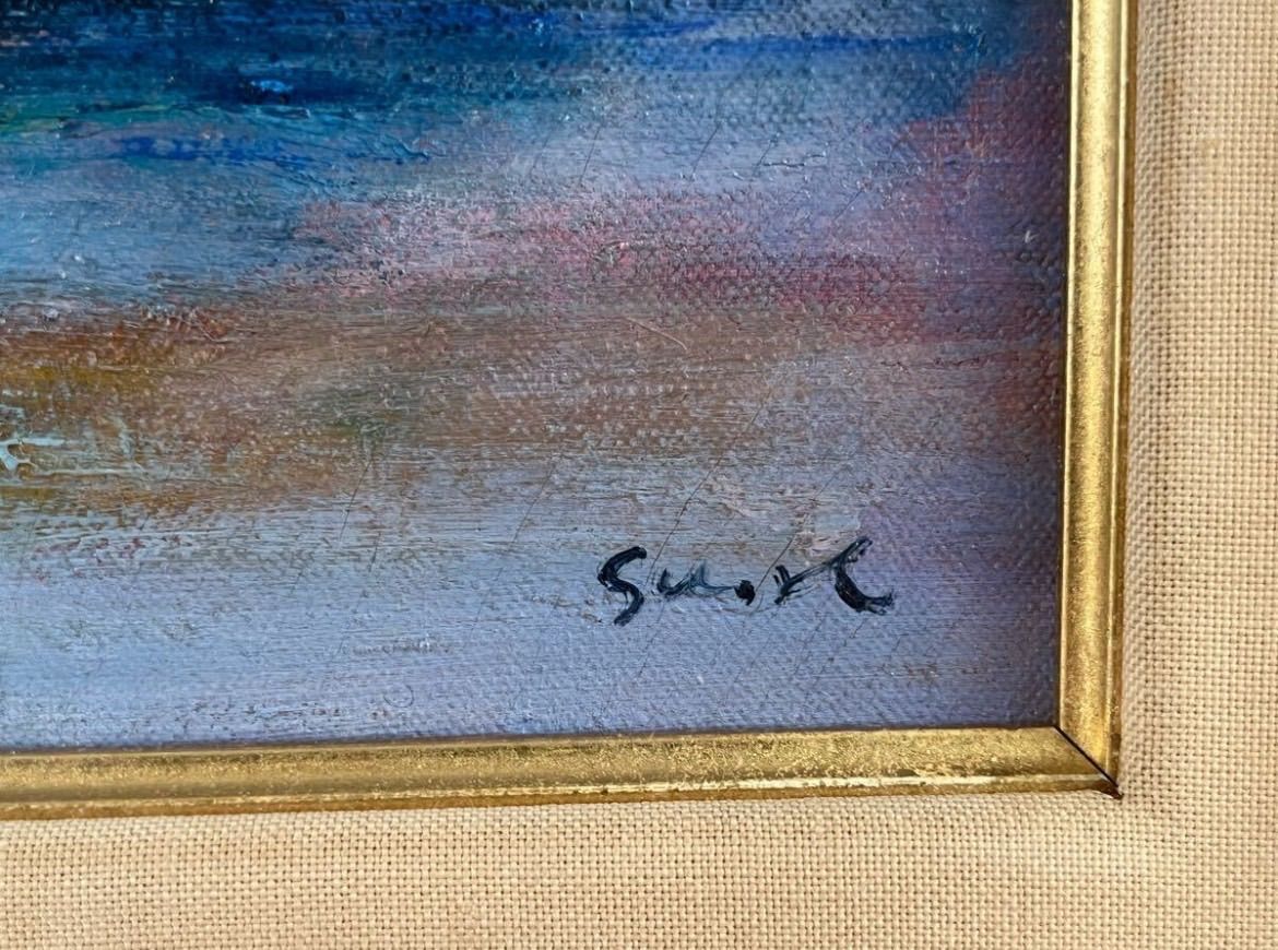 油彩　無名画家 楽天市場】田崎広助 「 朱富士 」( 赤富士 ) 油絵 ・ 油彩画 F0 ( 0号