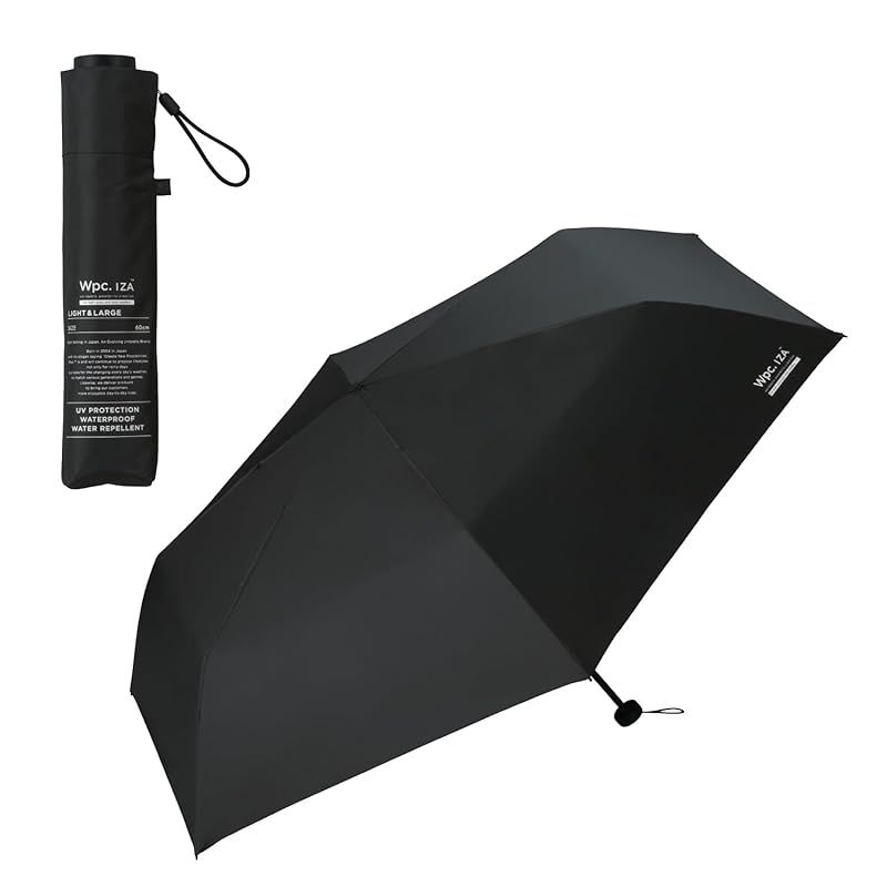 2025 男の晴雨兼用傘 日傘 IZA Type LIGHT ＆ LARGE ブラック 遮光率 UVカット率 UPF50＋ 遮熱 メンズ イーザ 男性 折りたたみ傘 シンプル WECZA-2504-102