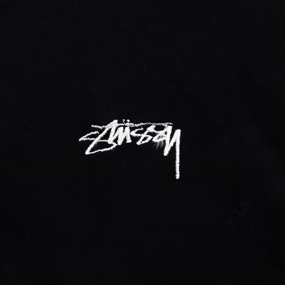 STUSSY ブラック ロゴ刺繍ジップアップパーカー STUSSY (ステューシー) ロゴ刺繍ジップアップパーカー
