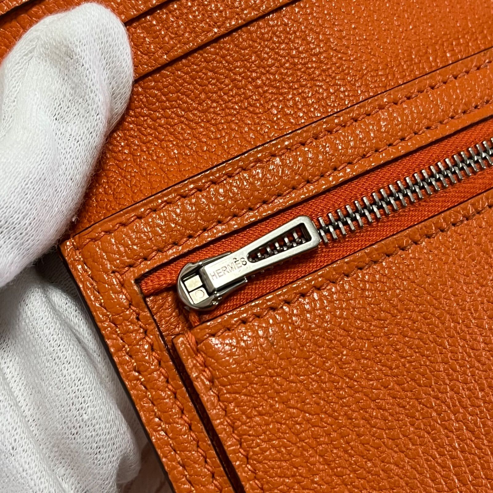 HERMES エルメス ベアンスフレ 二つ折り長財布 オレンジ 美品 - BRAND