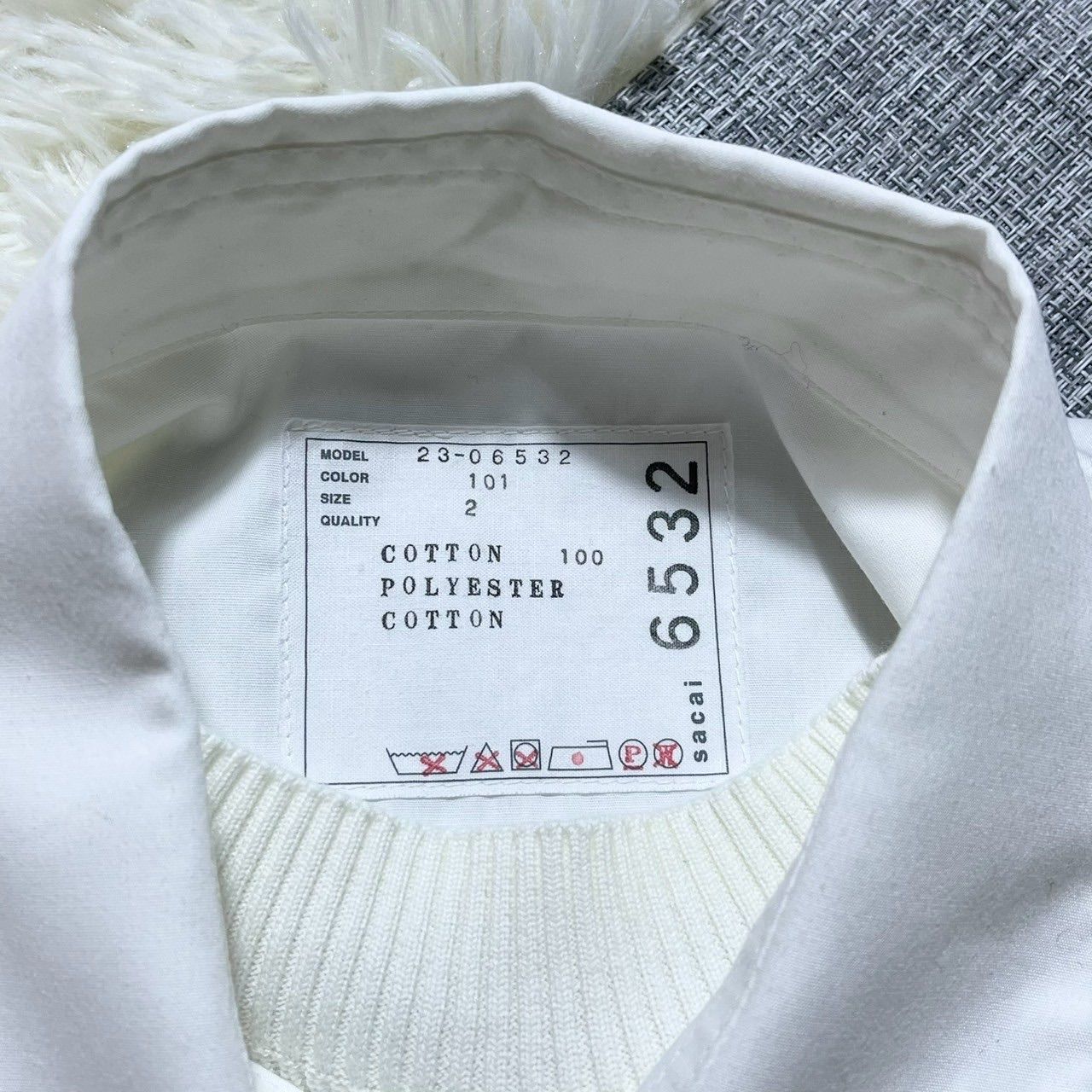 サカイ カットソー コットン100% M ホワイト 長袖シャツ ニット 