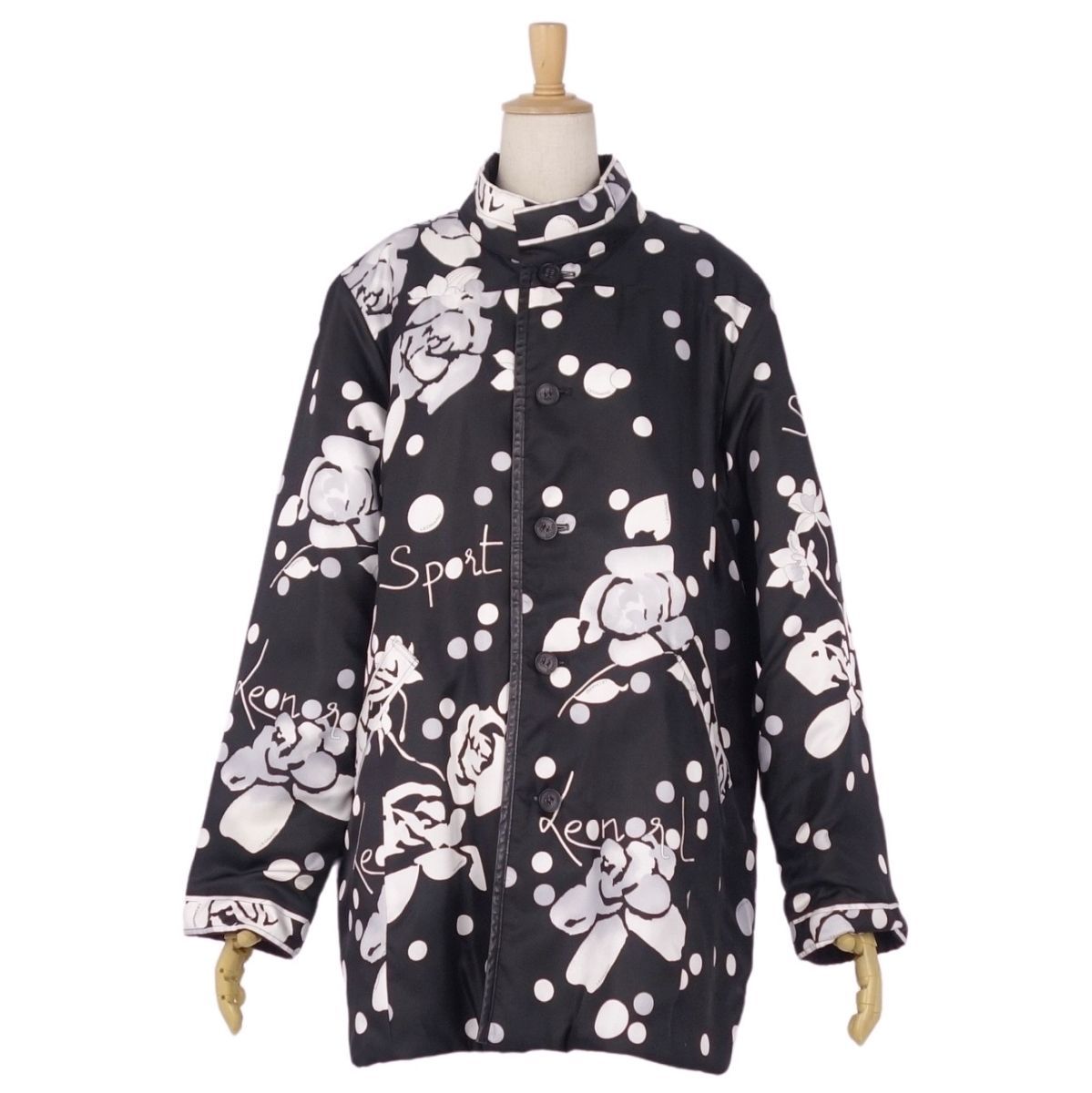 美品 レオナール LEONARD SPORT コート リバーシブル 花柄 ポリエ