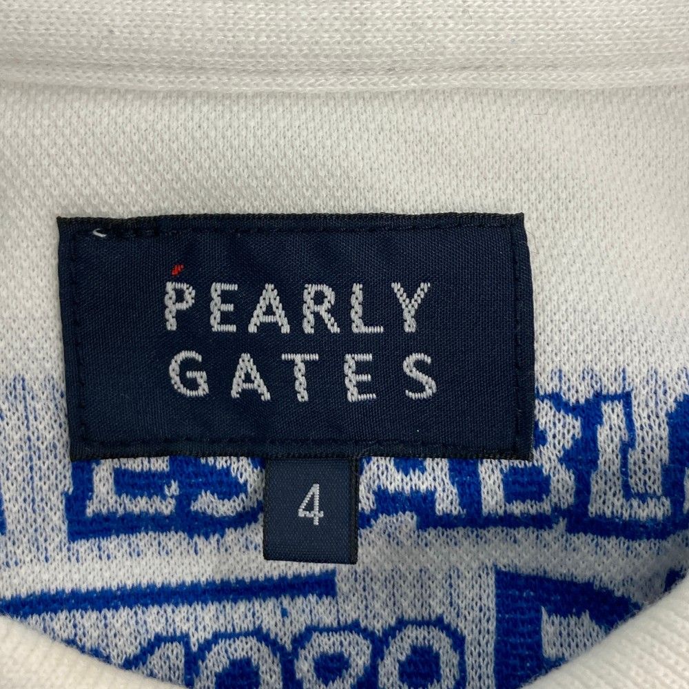 サイズ：4 PEARLY GATES パーリーゲイツ 半袖ポロシャツ 総柄 ホワイト