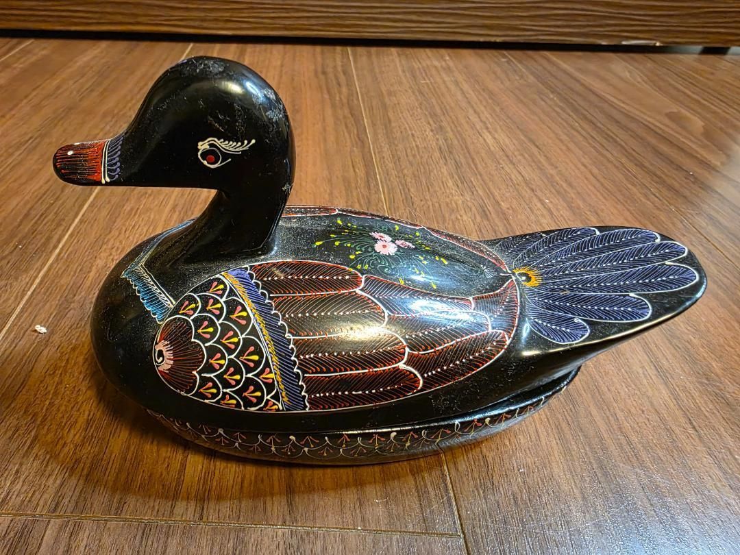 アヒル 水鳥 中国 上海 竹細工 工芸品 籐 アンティーク レトロ 置物 小物入