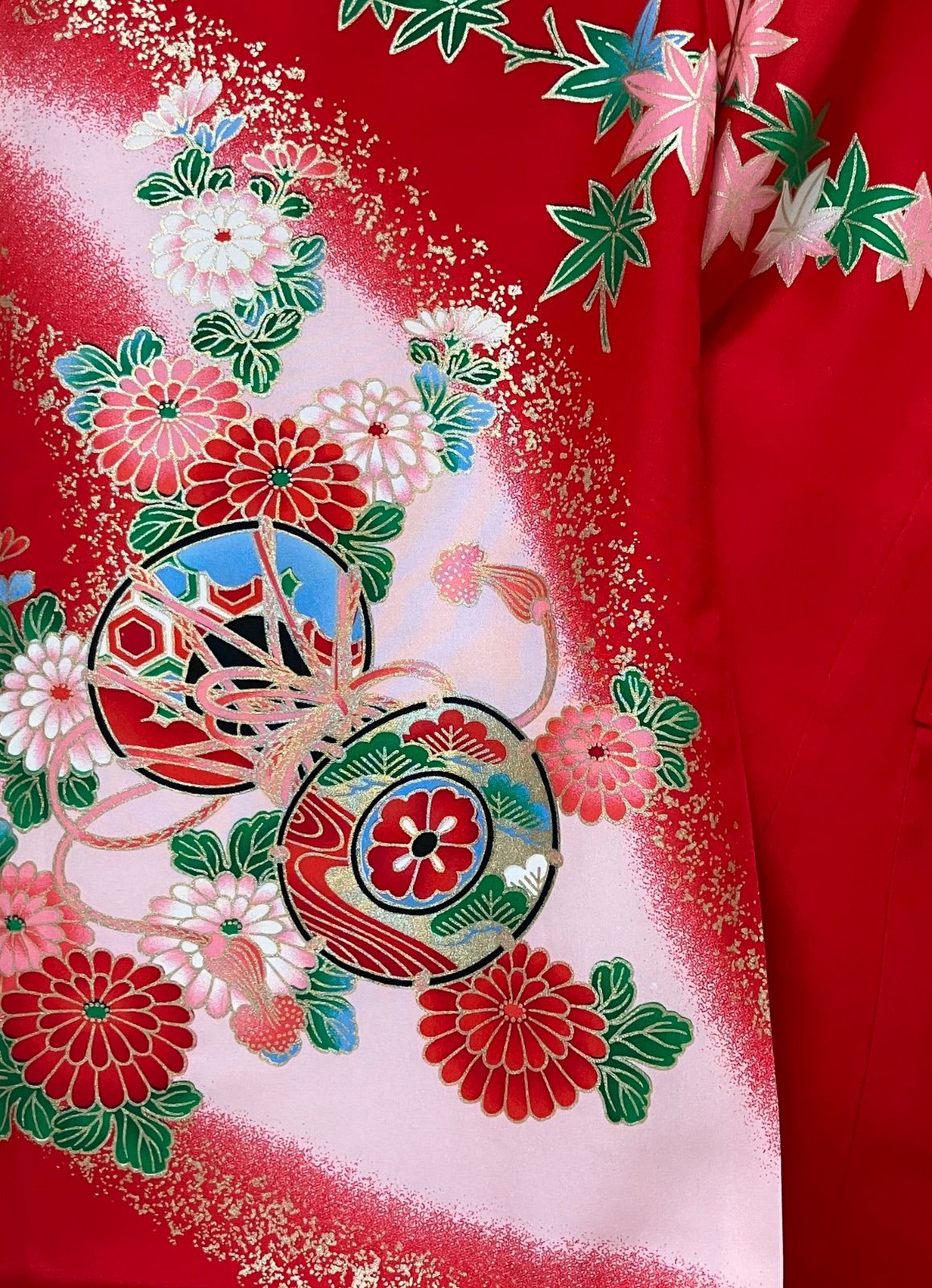 MG1156RE タグ付き 正絹一つ身着物 宮参り着 紐付き 赤 レッド ピンク 御所車 おしどり 花 鼓 鞠 金彩 七五三 0～３歳 女の子 女児 初着 産着 掛け着 小裁ち 熨斗目 赤ちゃん 和装 和柄 和風 STEELWINDOWSANDDOORS_COM