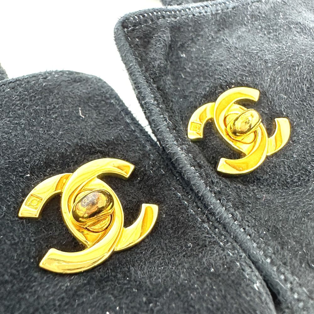 【※メル】CHANELシャネル／レザーグローブ CHANEL シャネル レザー 手袋 7サイズ グローブ ビーズ 無地 黒