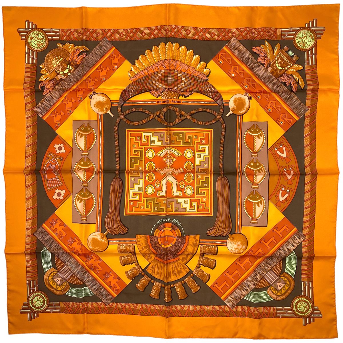 エルメス HERMES カレ 90 HUACA PIRU 神聖なるペルー スカーフ ...